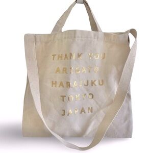 Japanese Canvas Tote Bag with shoulder strap & Golden Letters Rare